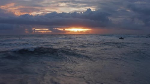 Close Up View of Blue Sea Waves in Twilight