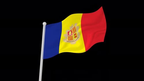 Andorra National Flag Waving Animation on Flagpole