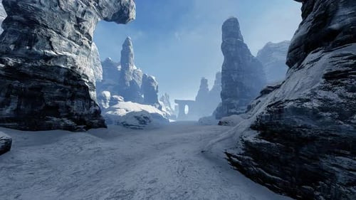 Mountain Gorge In Winter
