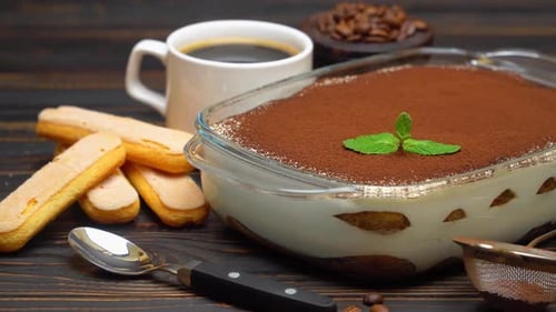 Delicious Tiramisu Dessert with Coffee and Ladyfingers