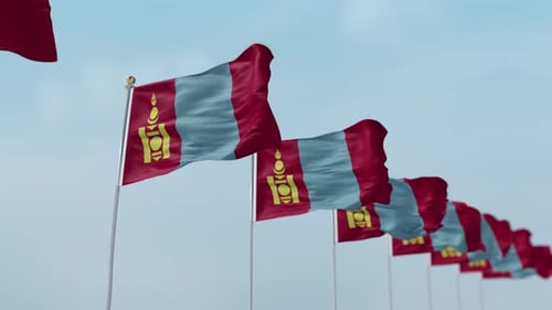 Mongolia Row Of Flags