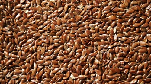 Close Up View of Brown Flax Seeds