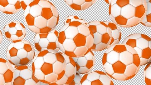 Orange Soccer Balls Falling Transition
