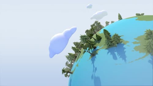 Stylized 3D Earth Transformation: Nature to City Animation