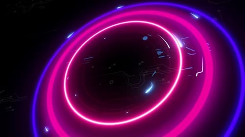 Happy New Year 2020 Glowing Neon Text with Fireworks