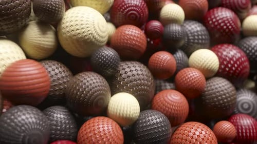 Textured Geometric Spheres Tumbling Abstract Animation