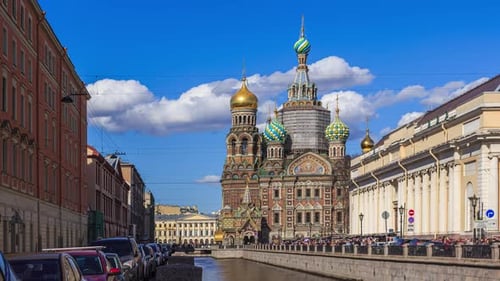 timelapse travel across Russia, St. Petersburg. architecture of the old city.