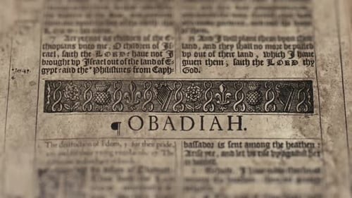 Le livre d'Abdiah, Slider Shot, Vieille Bible en papier, Bible King James