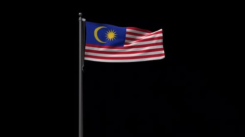 Realistic Waving Malaysia Flag on Pole