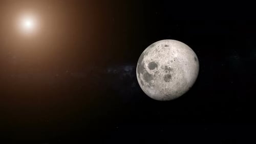 Realistic 3D Moon Rotating in Space