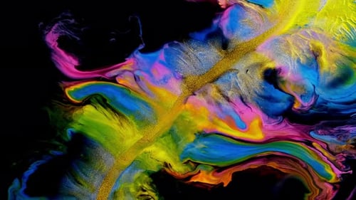 Abstract Swirling Colors on Black Background