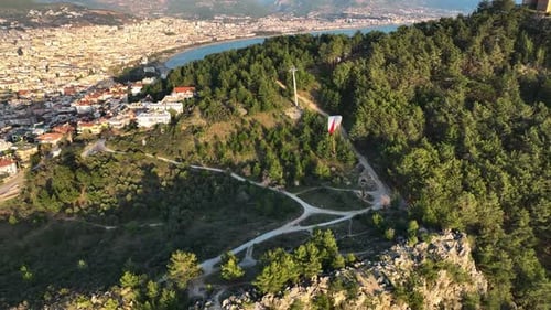 Luftbild des Gleitschirmfliegens