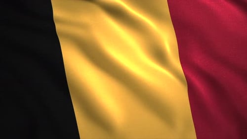 Realistic Fabric Waving Belgium Flag Seamless Loop Animation