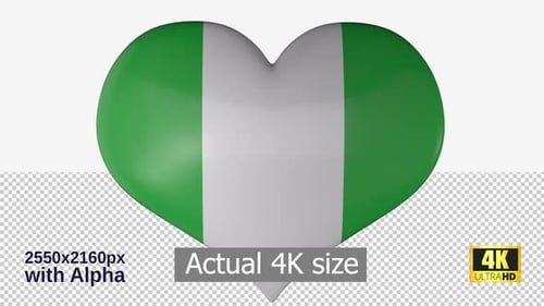 Animated 3D Nigerian Flag Heart Rotation