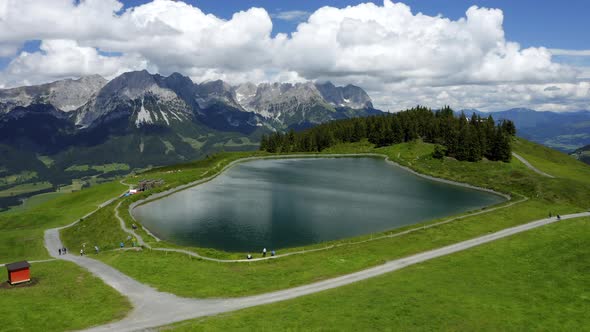 Mountain Lake Near Ellmau From Above Wilderkaiser Mountains in ...
