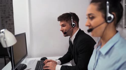 Businesspeople at Call Centre Office