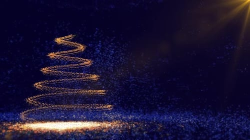 Golden Particle Christmas Tree Reveal Animation