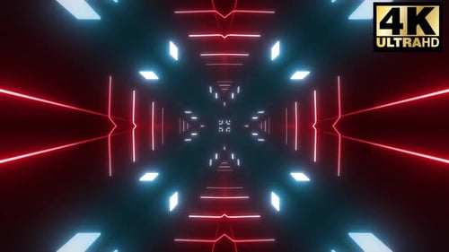 Futuristic Neon Light Tunnel Loop Background