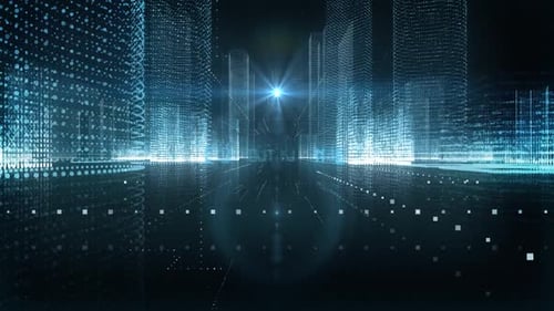 Skyscrapers Digital City Tech Word Virtual Banking