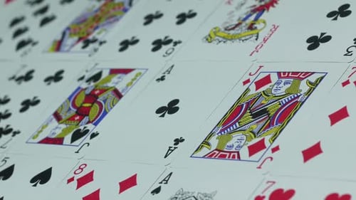 Close Up of Lined Up Playing Cards