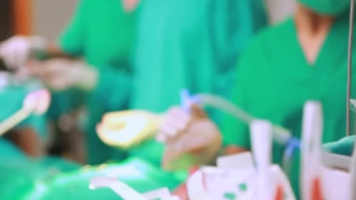 Medical Team Performs Surgery in Hospital Operating Room