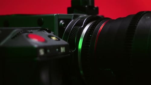 Close Up of a Professional Video Camera