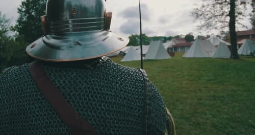 Roman Soldier Guards The Camp