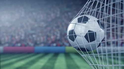 Soccer Ball Scores Goal in Slow Motion Sports Action