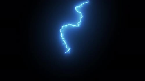 Lightning Strikes At Night, Lightning Strikes On Alpha Channel. Loop Animation Of Realistic