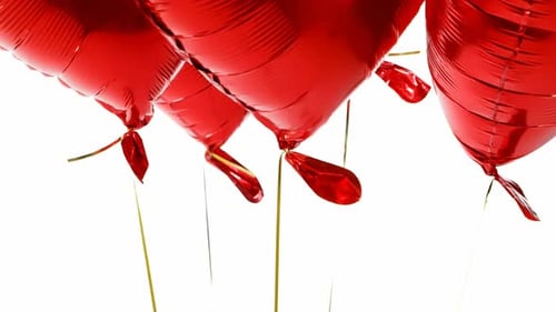 Shiny Red Heart Balloons for Love and Affection
