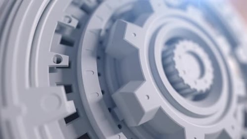 Futuristic Abstract Mechanical Gears System Rotation Loop Background