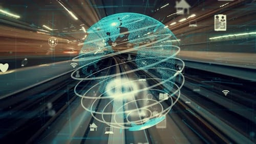 Fast Motion Digital Data Flow on Road with Global Network Graphic Modernization