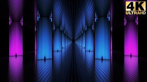 Abstract Geometric Neon Light Tunnel Loop Background