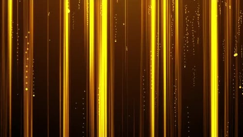 Abstract Golden Vertical Lines and Particles Moving Background