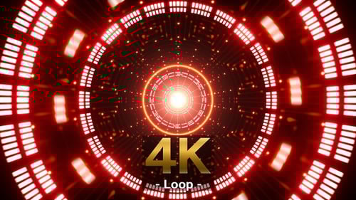 Glowing Spin Lamp in the Red Glittering Light Tunnel