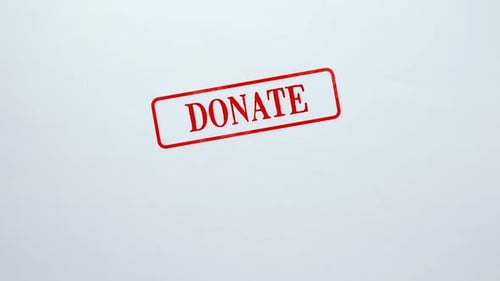 Donate Red Seal auf leerem Papierhintergrund gestempelt, Wohltätigkeitsprojekt, Freundlichkeit