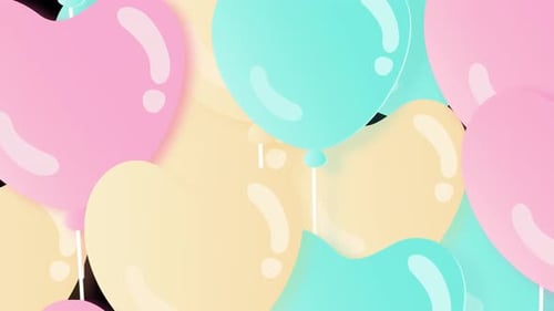Pastel Heart Balloons Floating Upwards Celebration Animation