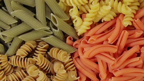 Colorful Uncooked Pasta Variety Close Up