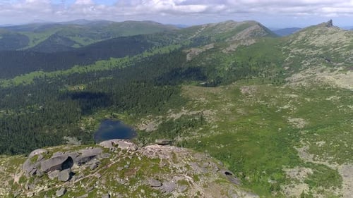 Flying Over Mountain Landscape