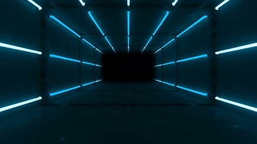 Blauer Neontunnel