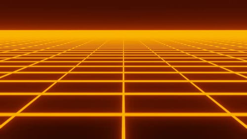 Dynamic Retro Background. Futuristic flight in space with a polygonal mesh on the generated floor