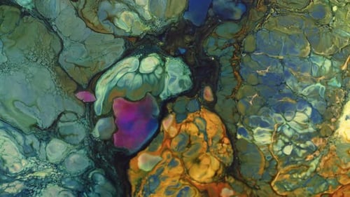 Abstract Colors Flowing and Mixing in Paint