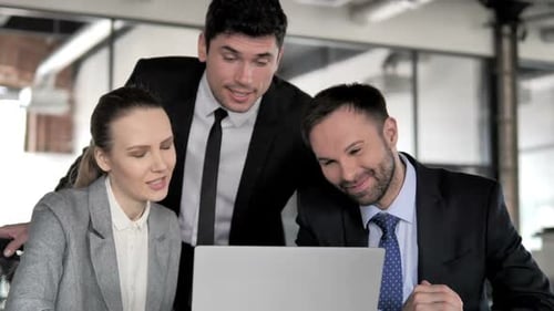 Team Having Successful Online Meeting in Office