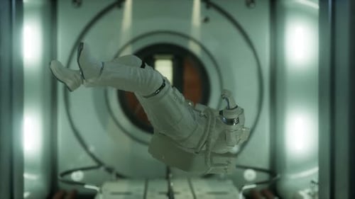 Astronaut Inside the Orbital Space Station