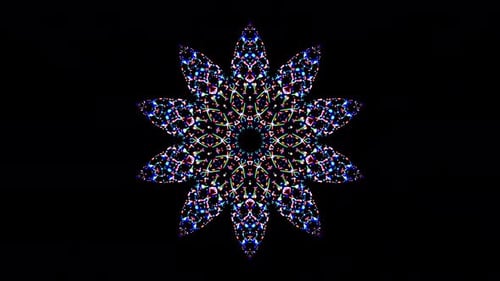 stripes form colorful animated flowers, black background