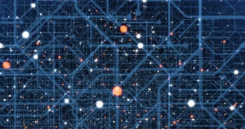 4K seamless loop of print circuit technology cyber and futuristic concept.