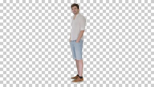 Casual young man looking at camera and, Alpha Channel