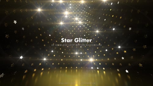 Golden Star Tunnel Motion Background with Sparkling Light Rays