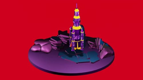 Modern 3D Rocket Preparing for Space Launch