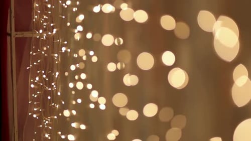 Blurred Bokeh Christmas Lights Decoration in Home